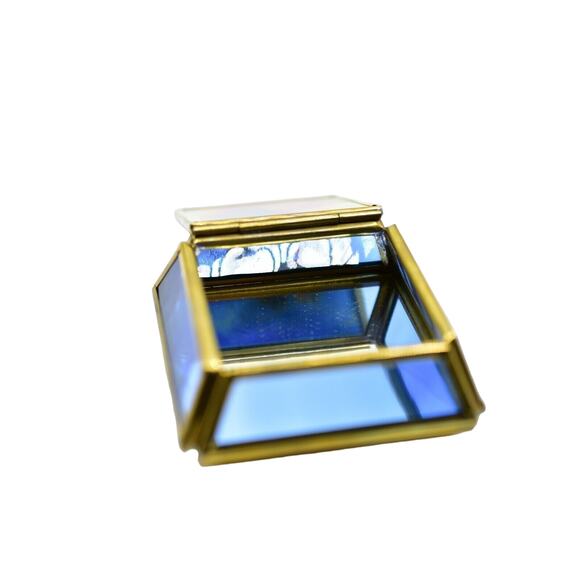 Viva! Glass & Brass Trinket Box Handcrafted In Mexico Kissing Cherub Angels Bin1 - Picture 11 of 12